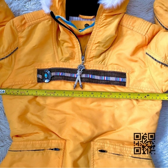 HELL Is For Heroes Italy Sunflower Yellow Pullover Fur Trim Hood Ski Jacket S/6 - Picture 2 of 10